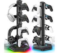 SUBZONAL-Support Multifonction pour Manettes et Casque avec Ports USB, Crochet Détachable pour Organisateur de Câbles, Rangement Accessoires Gaming pour PS5/Xbox/, Idéal en Cadeau pour Gamers