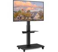 SUBZONAL-Support TV Roulette avec Support Cantilever pour Ecran de Télé de 26 à 70 Pouces LED LCD Plasma Chariot Meuble TV Pied Universel Pivotant Réglable en Hauteur avec 2 Étagères
