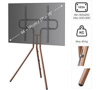 SUBZONAL-Support TV sur Pied Design Chevalet Garantie 10ans (Trépied TV, téléviseur 75"" 94 à 191 cm 40Kg, Hauteur Réglable, Socle TV Chevalet Compact, Support de Sol Aspect Bois Compatible VESA) Marr