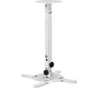 SUBZONAL-Support Vidéoprojecteur Plafond et Mur Garantie 10ans (Rotatif 360°, Inclinable +-30°, Charge Max 15 kg, Easy Fix, Réglable en Hauteur 44 à 63.4cm) Blanc