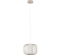 SUBZONAL-Suspension luminaire Terrarosa, lustre pour salon et salle à manger, lampe de plafond suspendue en métal couleur sable et tissu blanc, douille E27, Ø 28,5 cm