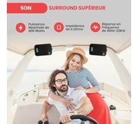 SUBZONAL-Système d'Enceinte Extérieur étanche - Paire d¿Enceinte Murale/Plafond 13,3 cm résistants aux intempéries, support universel - Pour une utilisation à la piscine/terrasse, en intérieur (Noir)