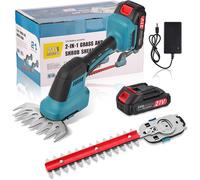 SUBZONAL-Taille Haie Batterie Electrique: 21V Coupe Haie sans Fil avec Batterie 1500 Mah *2, 2 Lames, Taille-haie électrique sans Fil 2 en 1 pour Coupe Elagage Tailler Les Buissons Pelouses