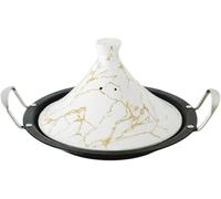 Subzonal-Tajine 34 Cm ¿ Acier Inoxydable, Revêtement Antiadhésif, Couvercle Porcelaine ¿ Toutes Sources De Chaleur, Induction, Gaz, Électrique ¿ Cuisine Saine (Blanche, 34 Cm)