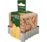 Subzonal-Tampon Pâtisserie En Bois À Motifs Forêt Enchantée-Avec 1 Découpoir Emporte-Pièce Biscuit & Cube Déco Avec 5 Faces Gravées En Relief-Moule Décoration-5127