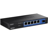 SUBZONAL-TEG-S51SFP, Commutateur de Bureau Compact en métal Gigabit 5 Ports avec Emplacement SFP, Conception sans Ventilateur, Montage Mural, Noir