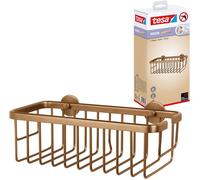 SUBZONAL-tesa Moon Etagère de Douche Autocollante en Bronze Brossé - Etage Unique et Extra Profond - Etagère de Douche en Métal, Revêtement PVD - sans Perçage avec Solution Adhésive - 92 mm x 250 mm
