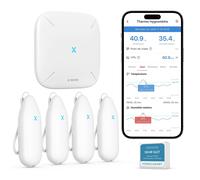 SUBZONAL-Thermometre Interieur Connecté, WiFi Hygromètre Haute Précision avec Station de Base Suivi Température et Humidité Alertes App Exportation Données Portée 500 m Compatible Alexa, STH55