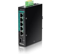 SUBZONAL-TI-PG541, Commutateur réseau Gigabit PoE+ Industriel renforcé à 5 Ports, Alimentation 120 W, 1 Emplacement SFP, Indice de Protection IP30, Non géré, Noir