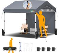Subzonal-Tonnelle Pliante 3x3m Avec 1 Parois Imperméable, Barnum Pliant 3x3 Professionnel Protection Uv, One-Push Pop Up Carports Garage Tent Pour Fête Plage Terrasse Camping (3 Par 3m Gris)