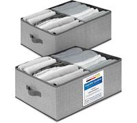 Subzonal-Topp4u Lot De 2 Grandes Boîtes De Rangement 50 X 40 X 20 Cm - Grand Panier De Rangement Pliable - Organisateur De Penderie - Boîtes À Vêtements - Caisses En Tissu - Gris/Beige