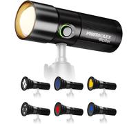 SUBZONAL-Torche Photo, Photoolex Gobo Light Lampe Photographe LED avec 4 Filtres Couleur & 19 Accessoires, Lumière Rechargeable avec Batterie 8400mAh et Diffuseur, Torche-Photo-Lampe-Lumière-Photogr