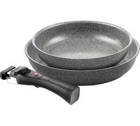 Subzonal-Torre Set De Poêles, 24 + 28 Cm, Revêtement Céramique, Optimisé Pour L¿Induction, Poignée Amovible, Aluminium, Argenté