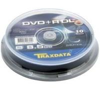 SUBZONAL-TRAXDATA RITEK DYE DVDR DUAL LAYER 8,5 Go Lot de 10 bacs à gâteau, Traxdata 906753ITRA003, 8,5 Go DVDR DL 8x, support double couche, 240 min
