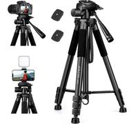 SUBZONAL-Trepied Appareil Photo pour Canon/Nikon/Sony/DSLR Caméra, 165cm Aluminium Trépied Caméra avec Sac de Voyage & Support de Téléphone, Léger Trepied pour Smartphone/Vlog, Charge Maximale 5,5kg