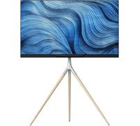 SUBZONAL-Trépied TV Bois Intérieur pour 32-65 Pouces TV, Pied TV Universel Poids de 35 kg - Support TV sur Pied Hauteur Réglable VESA 100x100 - VESA 400x400/Support TV Pivotant 360° TS1220-W Blanc