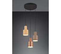 Subzonal-Trio Suspension Agudo 319430317, Métal Noir Mat, Abat-Jour Métal Café/Beige/Taupe, Sauf 3x E27