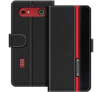 SUBZONAL-tui en Cuir Compatible avec Doro Leva E10 Coque Portefeuille avec Fermeture magnétique Support intégré et emplacements Cartes (Noir)