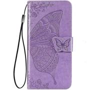 SUBZONAL-tui pour Ulefone Note 16 Pro Coque, Gaufrage Papillon Protection Etui Antichoc TPU Housse Premium en Cuir PU ave Portefeuille Fentes pour Cartes. Violet Clair