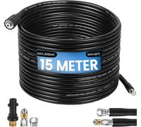 SUBZONAL-Tuyau déboucheur Premium set 15m,200 bar,avec Adaptateur,Tuyau de Nettoyage Haute Pression,Tuyau Déboucheur Canalisation pour Nettoyeur Haute Pression Kärcher K2-K7