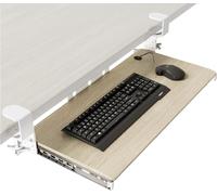 SUBZONAL-Under Desk Pull Out Keyboard Tray with Extra Sturdy C-Mount System, 10.7"" (32.5"" including clamps) x 11"", Sliding Platform for Typing on Computer