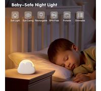 Subzonal-Veilleuse Nomade Portable, Veilleuse Nuage Rechargeable Pour Allaitement, Veilleuse Bébé Lampe Chevet Enfant, Lumière Décor Chambre Bébé, 4 Intensités Réglables (Blanc)