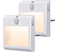 Subzonal-Veilleuse Prise Electrique, Lot De 2 Veilleuse Avec Détecteur De Mouvement (On/Auto/Off), Veilleuse Led Dimmable 3500k Blanc Chaud, Veilleuse Enfant Pour Chambre, Couloir, Escalier, Cuisine,