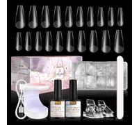 Subzonal-Vernis Semi Permanent Faux Ongles Avec Colle À Ongles 4 En 1 Gel De Colle Faux Ongles & Base Coat + 500pcs Faux Ongles Transparents + Mini Lampe Uv+Déshydrateur Pour Ongles Acrylique