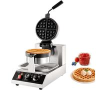 SUBZONAL-VEVOR Gaufrier Électrique 1300 W Moule 190,5x190,5x20 mm Machine à Gaufres avec Revêtement Anti-Adhésif Appareil à Croque-Monsieur 50-300 ¿ Chauffage Double-Face pour Soirée Fête Pâques ou N