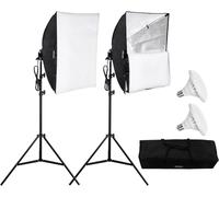 SUBZONAL-VEVOR Kit Éclairage Softbox Professionnel, Lot de 2, 60x60 cm, Ampoule LED 30W, 5500K Proche Lumière Jour, Support Trépied Réglable, pour Studio, Photographie, Enregistrement Vidéo, Diffusio