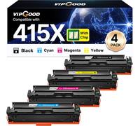 SUBZONAL-VIPGOOD 415X Cartouches de Toner Compatible pour HP 415X 415A Toner pour Laserjet Pro MFP M479fdw M479dw M479fdn M479fnw M479 M454 W2030X W2031X W2032X W2033X (Noir Cyan Jaune Magenta, Pack