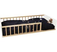 SUBZONAL-Weber Industries Lit 90x190 Pilou avec sommier, Blanc et Bois