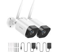 SUBZONAL-WiFi Caméra de Sécurité 3MP Super HD 2 Caméras Bullet sans Fil avec Enregistrement Audio de 15 Pieds,Imperméable IP66 Intérieur Extérieur Caméra avec Vision Nocturne Intelligente à LED IR