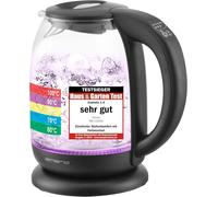 SUBZONAL-WK-119255 TESTSIEGER Haus & Garten Test 02/2019, bouilloire en verre avec sélection de température (60°C/70°C/80°C/90°C/100°C), sans BPA, protection contre l'ébullition à sec, Auto -off, 220