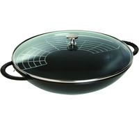 Subzonal-Wok En Fonte Avec Couvercle En Verre Et Grille Amovible Inclus, Ø 37 Cm, 5,7 L, Noir Mat