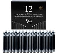 SUBZONAL-Wordsworth & Black 12 Pack Fountain Pen Ink Refills - Set de 12 cartouches d'encre noire - Taille standard internationale - Longueur APPROX 1,5"" - Diamètre de base APPROX 0,24