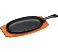 SUBZONAL-World of Flavours - Plancha Teppanyaki en Fonte de Fer avec Base en Bois, 34,5 x 14,5 cm