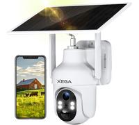 SUBZONAL-Xega 4G Camera Exterieur avec Carte Sim sans Fil, Vision Nocturne Colorée 3MP, HD PTZ IP Caméra avec Panneau Solaire et Batterie, Détection Mouvement PIR & Humaine, Audio Bidirectionnel Étan