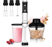SUBZONAL-ZEEGMA Mixeur plongeant multifonction 5en1 d'une puissance de 1500W, ensemble d'accessoires : mixeur, batteur, crochet mixeur, mixeur 0,6 l, récipient 0,8 l, mode turbo, réglage de la vitess
