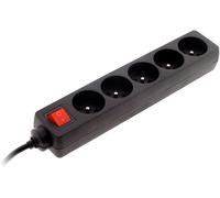 SUBZONAL-Zenitech - Bloc 5 Prises 16A 2P+T avec Interrupteur - Multiprise Compacte pour Appareils Électriques et Luminaires - Sécurité Enfant - Câble HO5VV-F 3G1mm² - Noir - 1m