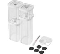 Subzonal-Zwilling Fresh & Save Cube Set, Taille S, Ensemble De Rangement De 6 Pièces Comprenant 3x Boîtes De Conservation Cube S, Cuillère Doseuse, Étiquettes Nfc, Transparent-Blanc