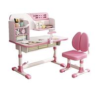 SUCADA Ensemble Bureau et Chaise pour Enfants, Table d'étude pour Enfants avec Hauteur réglable et Lampe de Protection des Yeux, Plateau de Table Extra Large (Girl)