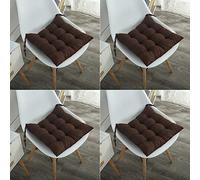 SUCADA Lot de 2/4 Coussins de Chaise 40 x 40 cm avec Attaches, Coussins carrés Doux et Confortables, pour chaises de Salle à Manger, Cuisine, Salon, terrasse, Jardin, intérieur et extérieur, Marron
