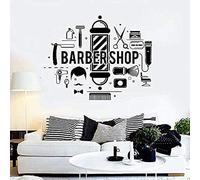 SucAda - Sticker Mural Logo Barber Shop Coiffeur Salon de Coiffure Décoration de vitrine 56X73 Cm