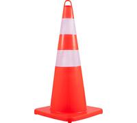 SucceBuy 10 pièces 28" cônes de circulation, cônes de sécurité orange en PVC avec 2 manchons réflecteurs, base lestée et anneau manuel pour le contrôle de la circulation, l'entrée, la route et le park