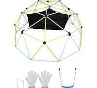 SucceBuy 10FT Dôme à grimper, dôme géométrique à grimper avec hamac et balançoire, supporte 750 livres. Convient aux enfants de 3 à 10 ans, montage facile. Superbe jeu d'extérieur pour le jardin.