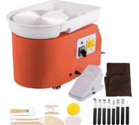 SucceBuy 11in Pottery Wheel 0-300 RPM Ceramic Wheel 350W Adjustable Speed avec Sculpting Tools et tablier Foot Pedal Control Orange pour le travail artisanal et Home DIY