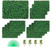 SucceBuy 12 pièces buis artificiel panneaux muraux de haie, 61 x 40,6 cm, 4 cm d'herbe verte résistante aux UV, panneaux de buis artificiel pour clôtures pare-vue, décoration intérieure et extérieure,