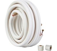 SucceBuy 15240 mm Kit de tuyauterie mini split, diamètre extérieur 6,4 et 9,5 mm, tube cuivre avec isolation triple couche pour climatiseurs mini split, HVAC, fluide frigorigène, équipement de pompe d