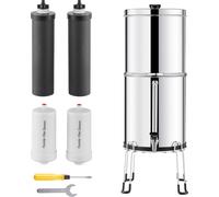SucceBuy 2.25G Système de filtration d'eau par gravité, système de filtration de plan de travail en acier inoxydable 304, réduit le plomb et le chlore à 99%, contient 2 filtres à charbon actif, 2 filt